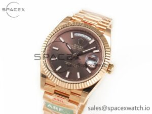 Day Date 40 228235 ARF 904L Steel Brown Stick Dial on President Bracelet VR3255 - Image 4