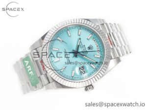 Day Date 40 228236 ARF 904L Steel Tiffany Blue Stick Dial on President Bracelet VR3255 - Image 7