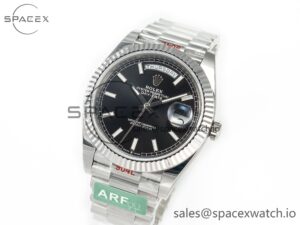 Day Date 40 228239 ARF 904L Steel Black Dial on President Bracelet VR3255 - Image 4