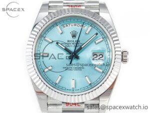 Day Date 40 228236 ARF 904L Steel Tiffany Blue Stick Dial on President Bracelet VR3255 - Image 2