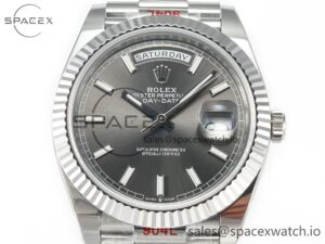 Day Date 40 228239 ARF 904L Steel Grey Stick Dial on President Bracelet VR3255 - Image 2