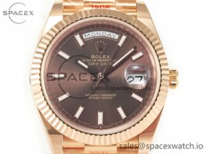 Day Date 40 228235 ARF 904L Steel Brown Stick Dial on President Bracelet VR3255 - Image 2