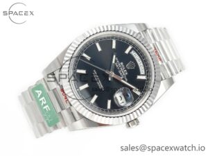 Day Date 40 228239 ARF 904L Steel Black Dial on President Bracelet VR3255 - Image 7