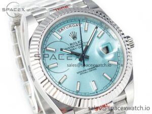 Day Date 40 228236 ARF 904L Steel Tiffany Blue Stick Dial on President Bracelet VR3255 - Image 3