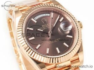 Day Date 40 228235 ARF 904L Steel Brown Stick Dial on President Bracelet VR3255 - Image 3