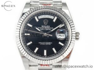 Day Date 40 228239 ARF 904L Steel Black Dial on President Bracelet VR3255 - Image 2