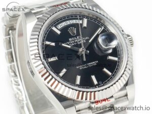 Day Date 40 228239 ARF 904L Steel Black Dial on President Bracelet VR3255 - Image 3