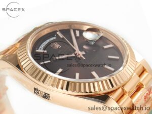 Day Date 40 228235 ARF 904L Steel Brown Stick Dial on President Bracelet VR3255 - Image 6