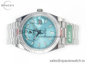 Day Date 40 228236 ARF 904L Steel Tiffany Blue Stick Dial on President Bracelet VR3255 - Image 8