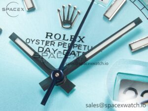 Day Date 40 228236 ARF 904L Steel Tiffany Blue Stick Dial on President Bracelet VR3255 - Image 9