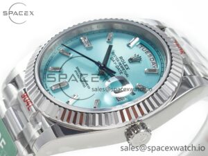 Day Date 40 228236 ARF 904L Steel Tiffany Blue Crystal Diamonds Bezel on President Bracelet VR3255 - Image 5