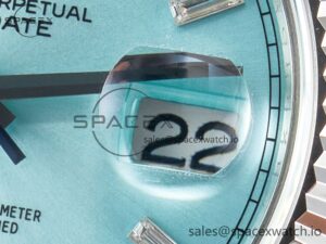 Day Date 40 228236 ARF 904L Steel Tiffany Blue Crystal Diamonds Bezel on President Bracelet VR3255 - Image 10