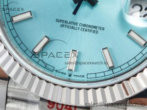Day Date 40 228236 ARF 904L Steel Tiffany Blue Stick Dial on President Bracelet VR3255 - Image 11