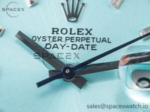 Day Date 40 228236 ARF 904L Steel Tiffany Blue Crystal Diamonds Bezel on President Bracelet VR3255 - Image 9