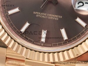 Day Date 40 228235 ARF 904L Steel Brown Stick Dial on President Bracelet VR3255 - Image 11