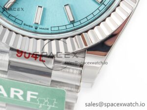 Day Date 40 228236 ARF 904L Steel Tiffany Blue Stick Dial on President Bracelet VR3255 - Image 12