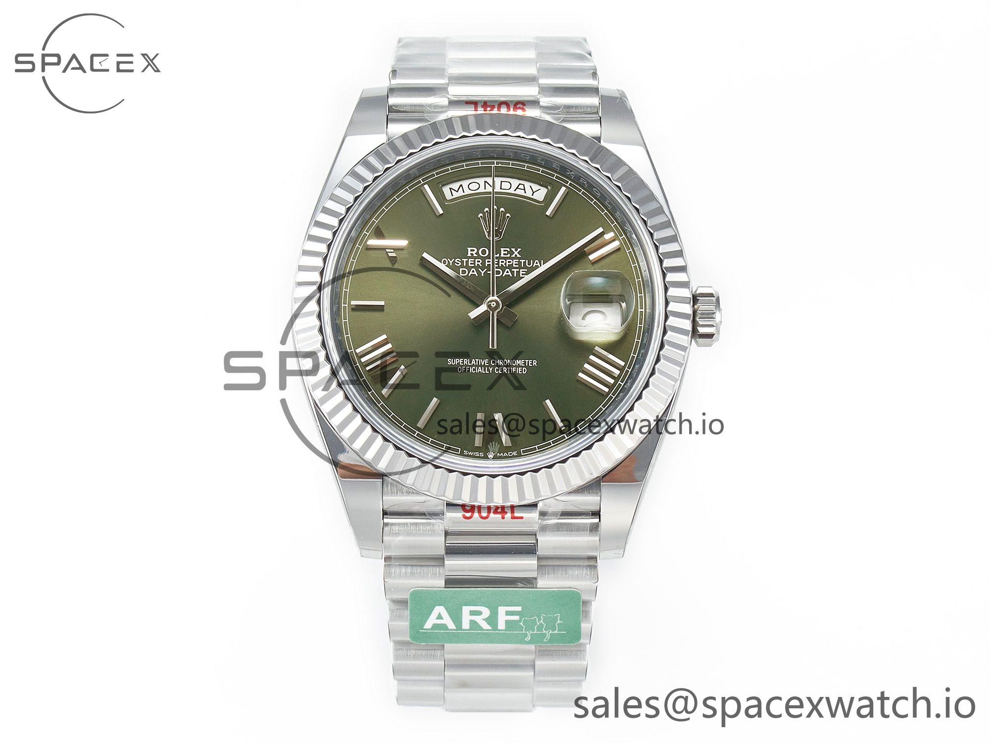 IMG_0628 拷贝 Day Date 40 SS 228239 ARF 1:1 Best Edition Green Roman Dial on President Bracelet VR3255 - Image 1
