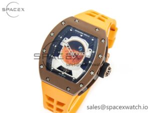 RM052-05 Brown Ceramic Bezel Carbon Case YSF Best Edition Skeleton Dial on Orange Rubber Strap Tourbillon - Image 4