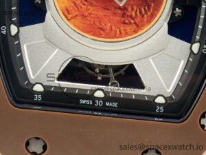 RM052-05 Brown Ceramic Bezel Carbon Case YSF Best Edition Skeleton Dial on Orange Rubber Strap Tourbillon - Image 10
