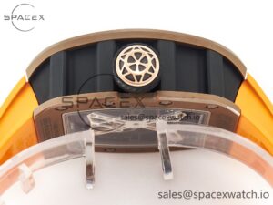 RM052-05 Brown Ceramic Bezel Carbon Case YSF Best Edition Skeleton Dial on Orange Rubber Strap Tourbillon - Image 12