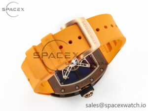 RM052-05 Brown Ceramic Bezel Carbon Case YSF Best Edition Skeleton Dial on Orange Rubber Strap Tourbillon - Image 13