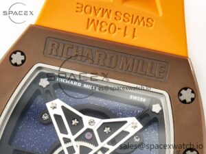 RM052-05 Brown Ceramic Bezel Carbon Case YSF Best Edition Skeleton Dial on Orange Rubber Strap Tourbillon - Image 16