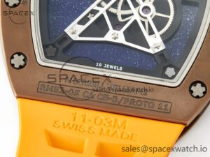 RM052-05 Brown Ceramic Bezel Carbon Case YSF Best Edition Skeleton Dial on Orange Rubber Strap Tourbillon - Image 17