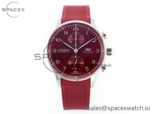 Portuguese Chrono IW3716 Z+F 1:1 Best Edition Red Dial on Red Rubber Strap A69355