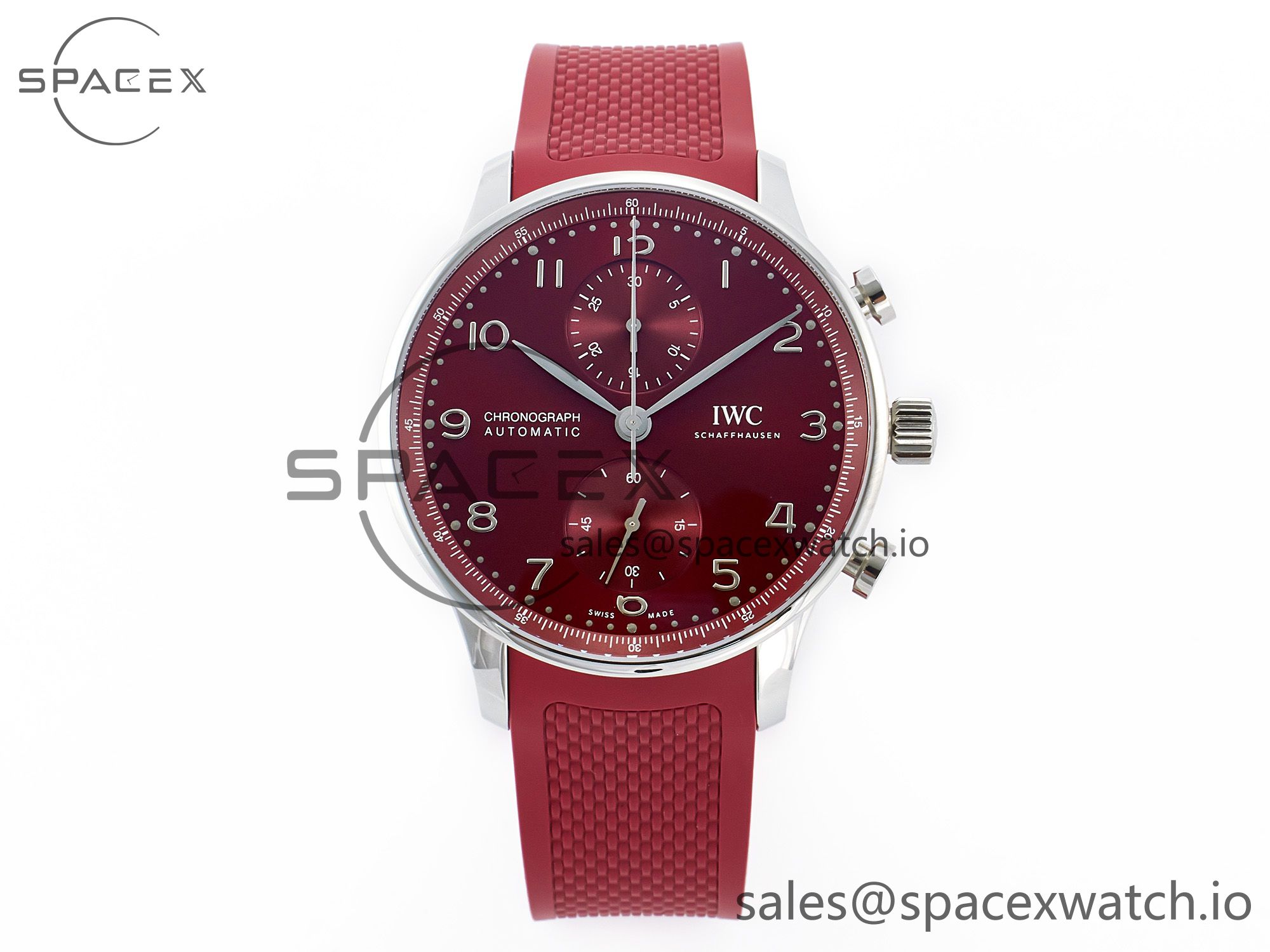 IMG_8421 拷贝 Portuguese Chrono IW3716 Z+F 1:1 Best Edition Red Dial on Red Rubber Strap A69355 - Image 1