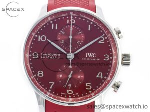 Portuguese Chrono IW3716 Z+F 1:1 Best Edition Red Dial on Red Rubber Strap A69355 - Image 2
