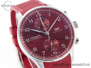 Portuguese Chrono IW3716 Z+F 1:1 Best Edition Red Dial on Red Rubber Strap A69355 - Image 3