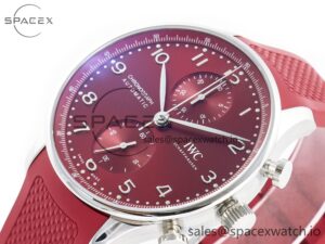 Portuguese Chrono IW3716 Z+F 1:1 Best Edition Red Dial on Red Rubber Strap A69355 - Image 5