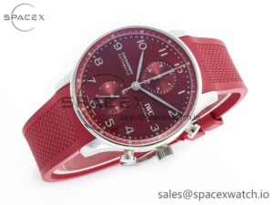 Portuguese Chrono IW3716 Z+F 1:1 Best Edition Red Dial on Red Rubber Strap A69355 - Image 7