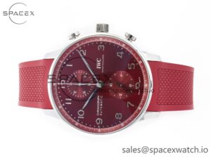 Portuguese Chrono IW3716 Z+F 1:1 Best Edition Red Dial on Red Rubber Strap A69355 - Image 8