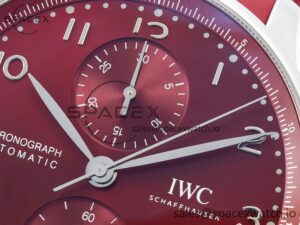 Portuguese Chrono IW3716 Z+F 1:1 Best Edition Red Dial on Red Rubber Strap A69355 - Image 9