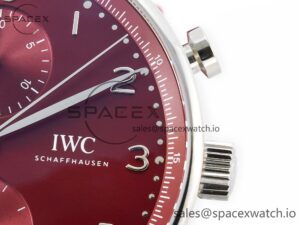 Portuguese Chrono IW3716 Z+F 1:1 Best Edition Red Dial on Red Rubber Strap A69355 - Image 10