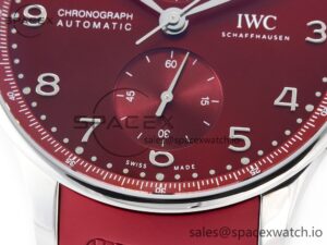 Portuguese Chrono IW3716 Z+F 1:1 Best Edition Red Dial on Red Rubber Strap A69355 - Image 11