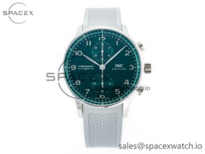 Portuguese Chrono IW3716 Z+F 1:1 Best Edition Green Dial on Gray Rubber Strap A69355