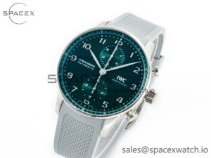 Portuguese Chrono IW3716 Z+F 1:1 Best Edition Green Dial on Gray Rubber Strap A69355 - Image 4