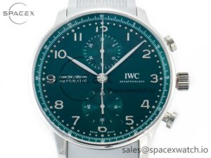 Portuguese Chrono IW3716 Z+F 1:1 Best Edition Green Dial on Gray Rubber Strap A69355 - Image 2