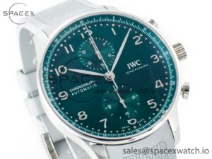 Portuguese Chrono IW3716 Z+F 1:1 Best Edition Green Dial on Gray Rubber Strap A69355 - Image 3