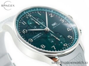 Portuguese Chrono IW3716 Z+F 1:1 Best Edition Green Dial on Gray Rubber Strap A69355 - Image 6