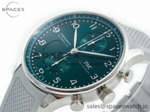 Portuguese Chrono IW3716 Z+F 1:1 Best Edition Green Dial on Gray Rubber Strap A69355 - Image 5