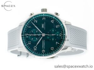 Portuguese Chrono IW3716 Z+F 1:1 Best Edition Green Dial on Gray Rubber Strap A69355 - Image 8