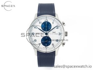 Portuguese Chrono IW3716 Z+F 1:1 Best Edition White/Blue Dial on Blue Rubber Strap A69355