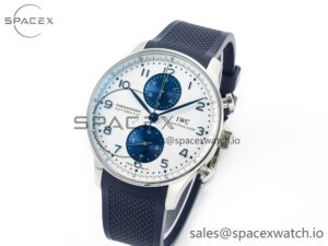Portuguese Chrono IW3716 Z+F 1:1 Best Edition White/Blue Dial on Blue Rubber Strap A69355 - Image 4