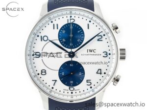 Portuguese Chrono IW3716 Z+F 1:1 Best Edition White/Blue Dial on Blue Rubber Strap A69355 - Image 2