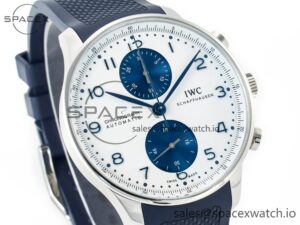 Portuguese Chrono IW3716 Z+F 1:1 Best Edition White/Blue Dial on Blue Rubber Strap A69355 - Image 3