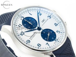 Portuguese Chrono IW3716 Z+F 1:1 Best Edition White/Blue Dial on Blue Rubber Strap A69355 - Image 6