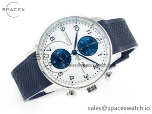 Portuguese Chrono IW3716 Z+F 1:1 Best Edition White/Blue Dial on Blue Rubber Strap A69355 - Image 7